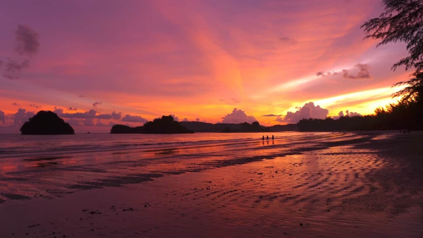 colorful sunset at the beach in La Union