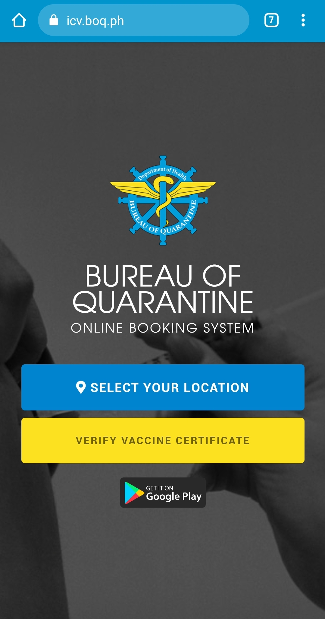 BOQ International Certificate of Vaccination - Step 1